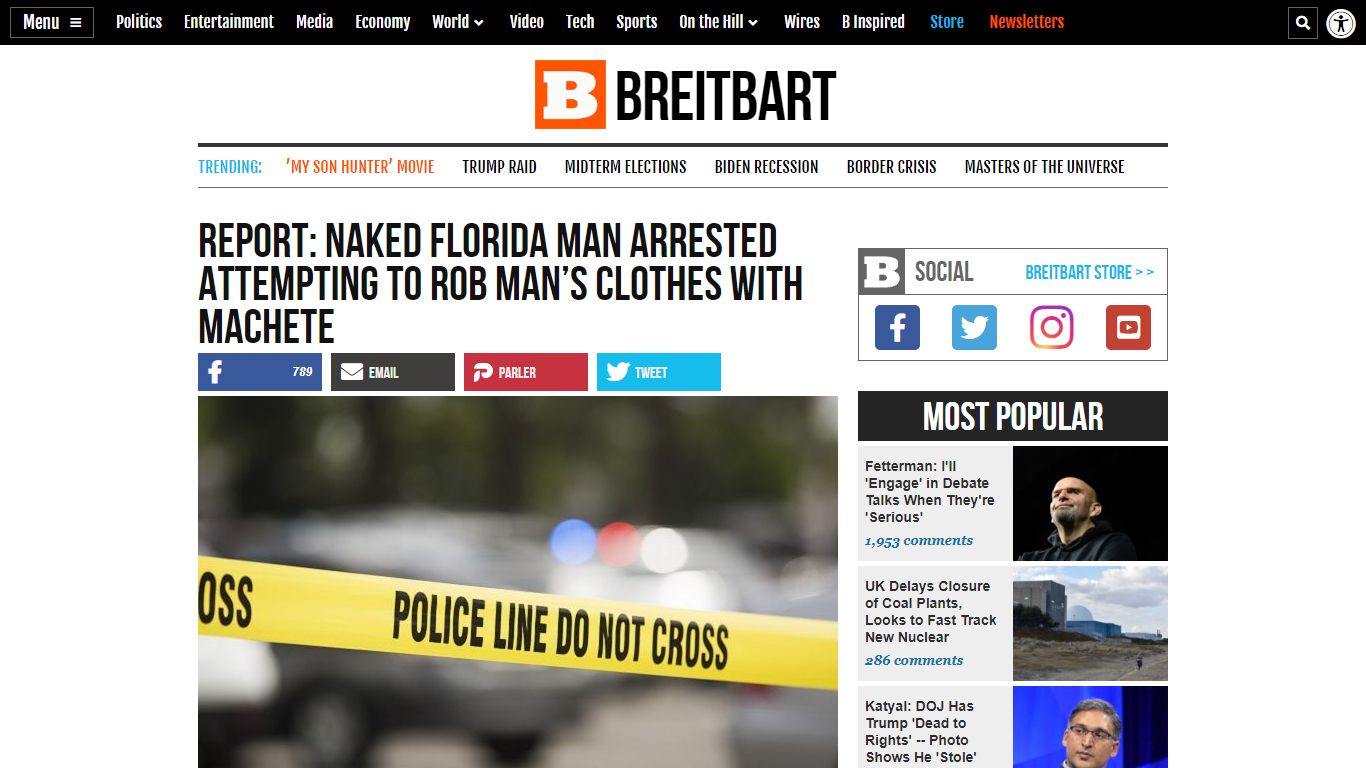 Report: Naked Florida Man Arrested Attempting to Rob Man with Machete